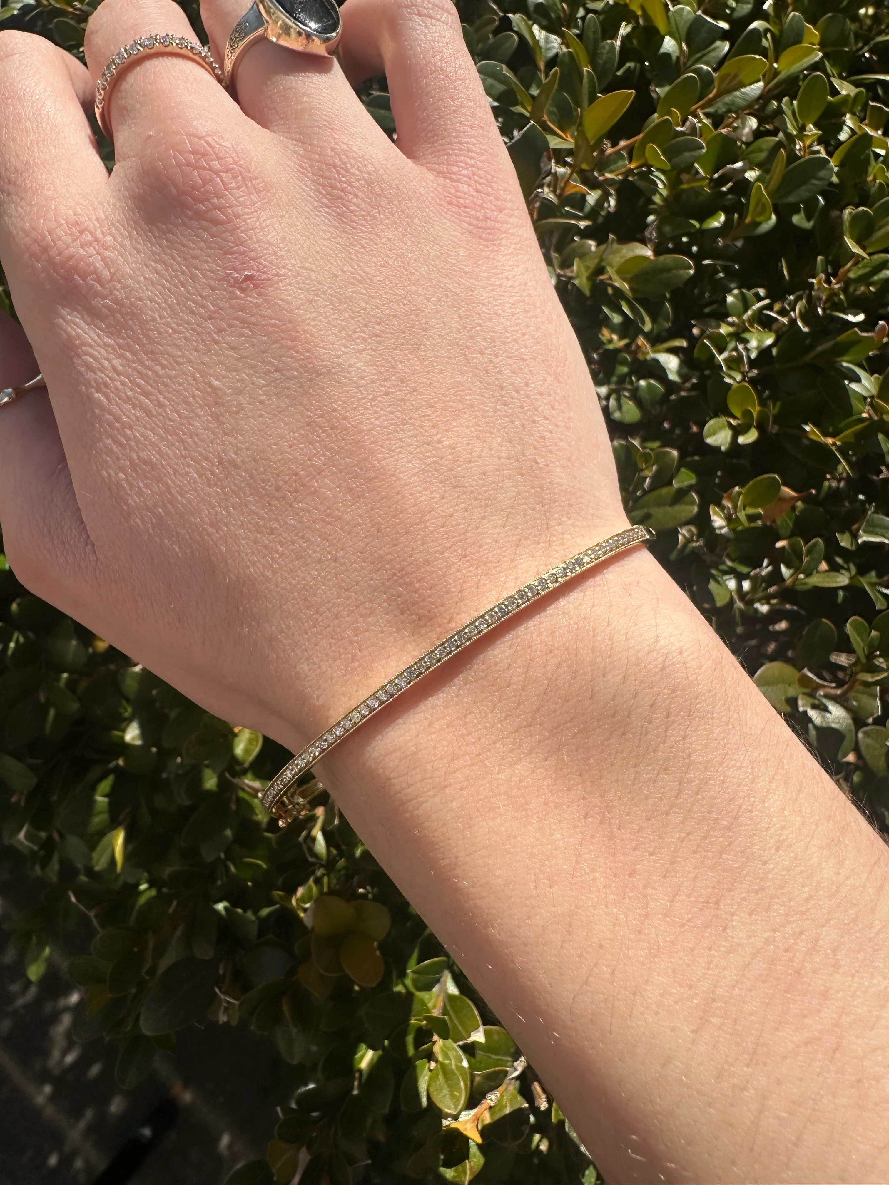 14K Yellow Gold 0.2 carat Diamond Bangle