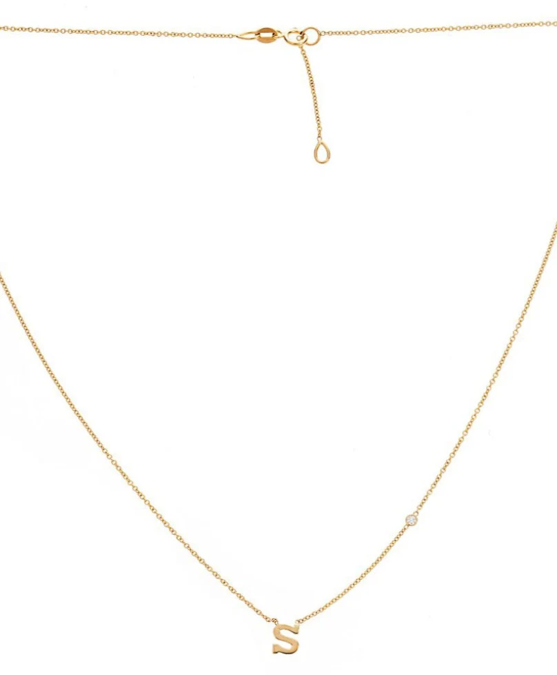 14kt Initial Necklace with Diamond - Image 3