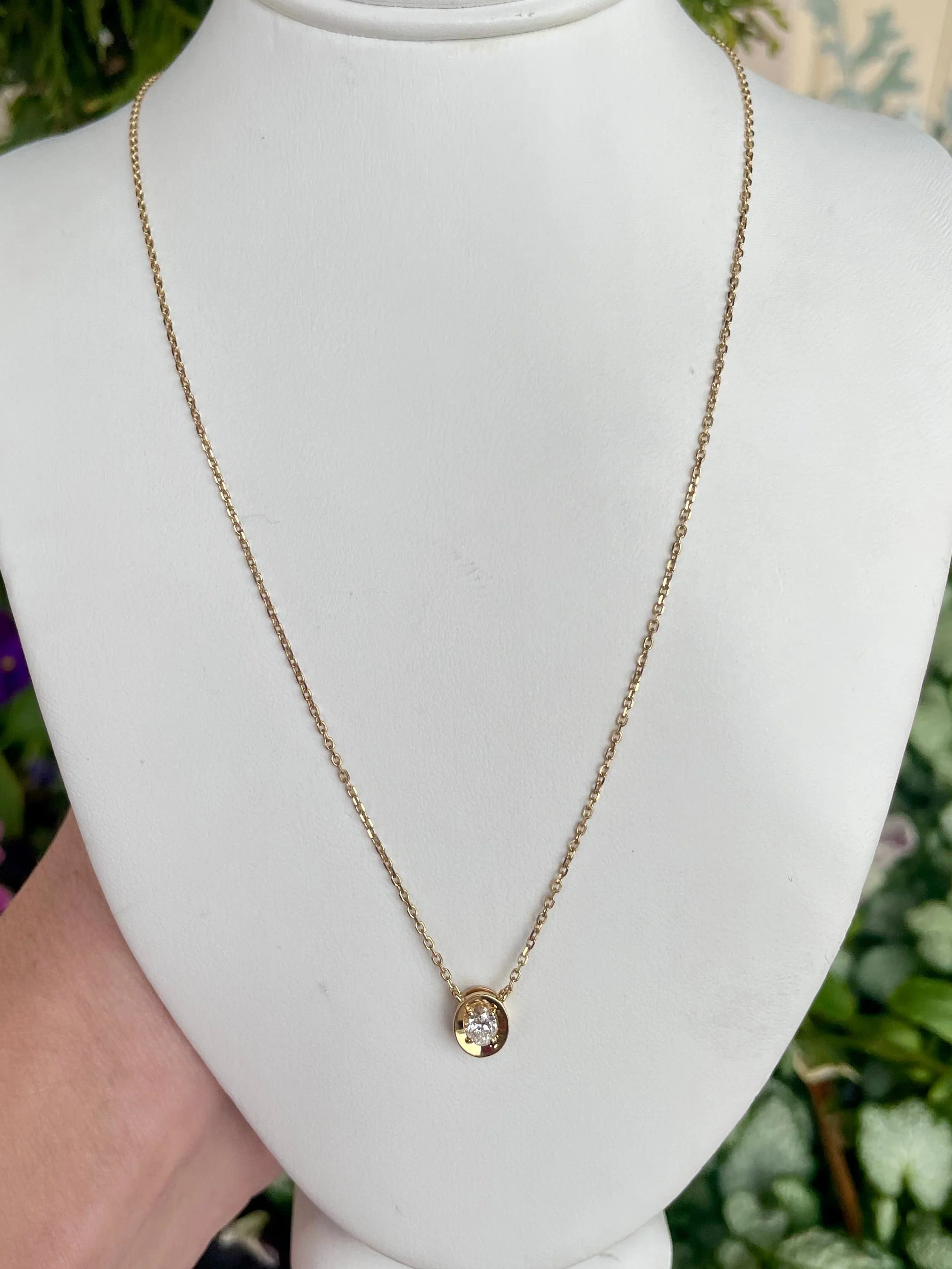 14kt Oval Solitaire .22ct Diamond Necklace