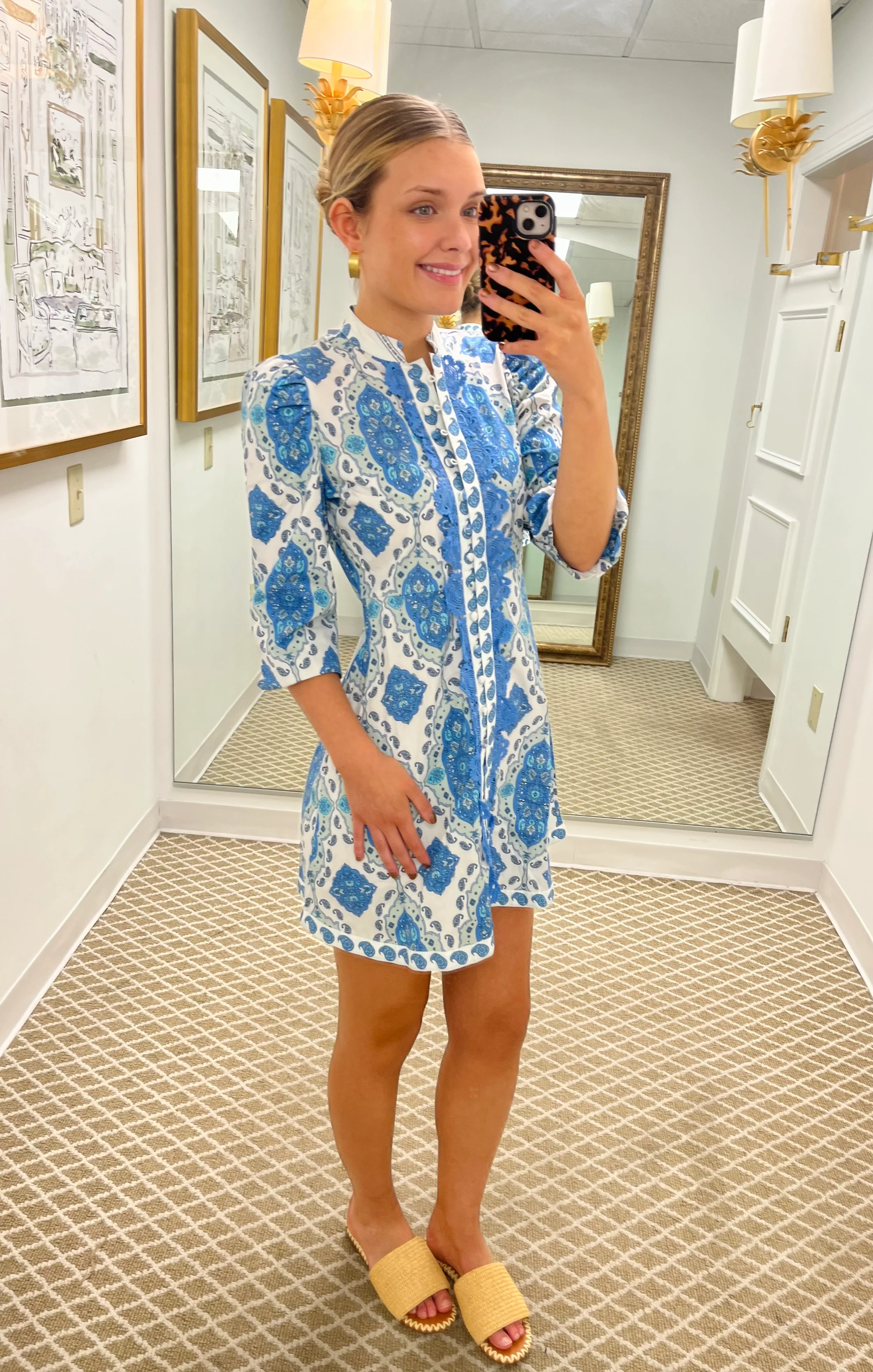Button Front Shirt Dress | Park Paisley - Image 3