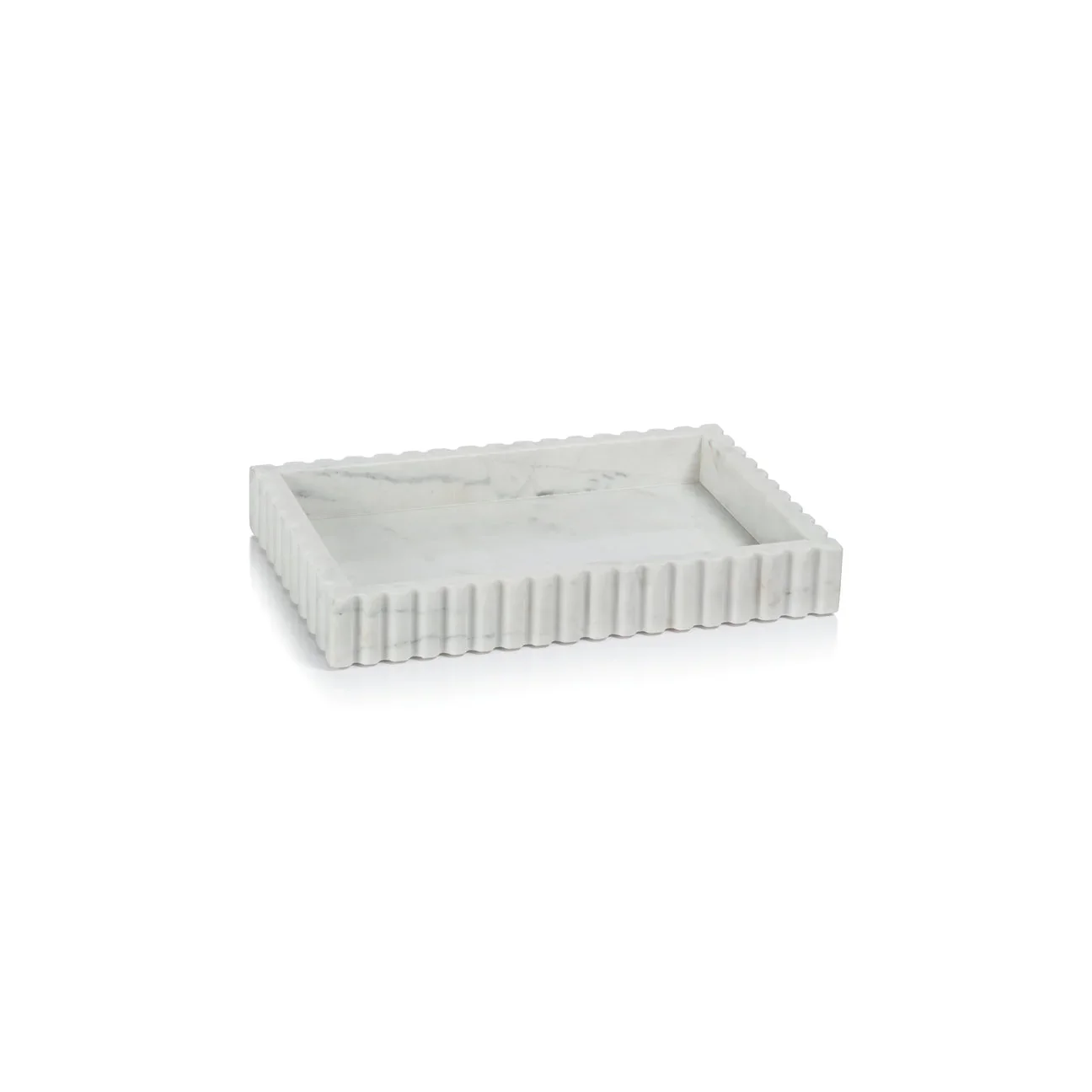 Camogli Scalloped White Marble Tray