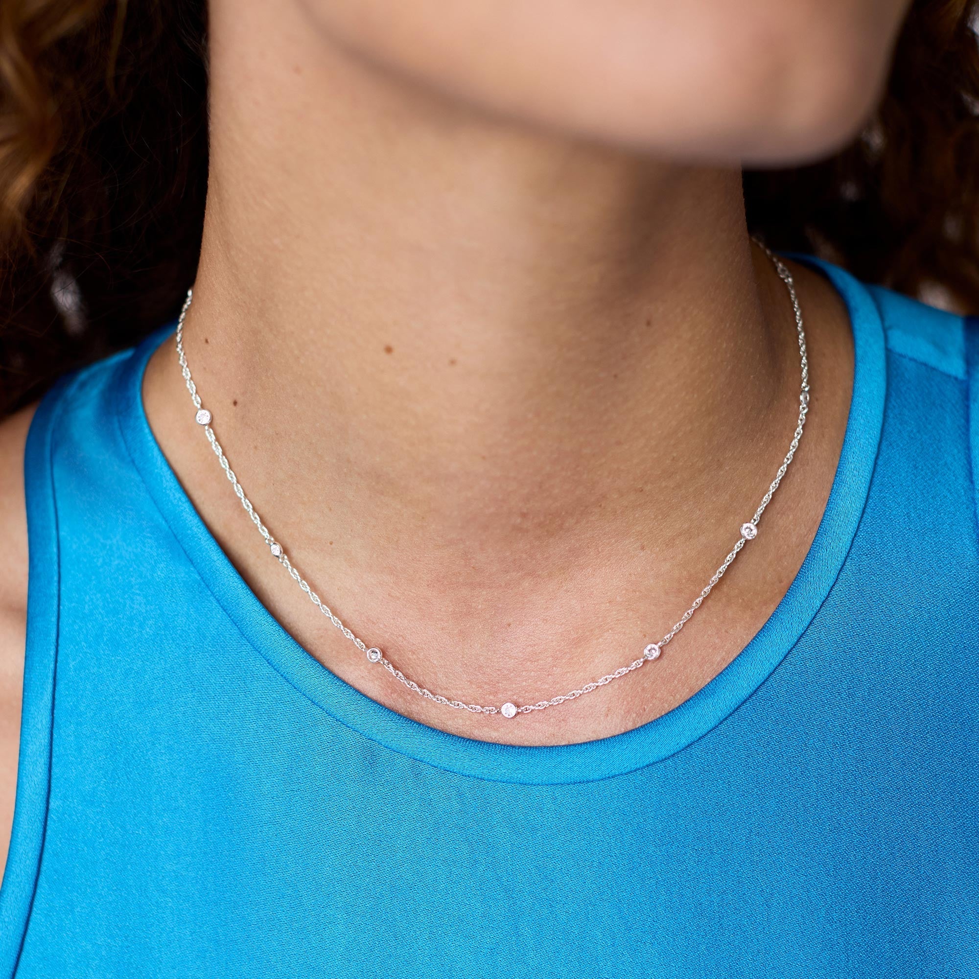 Celeste Delicate Station Necklace | Silver - Image 3