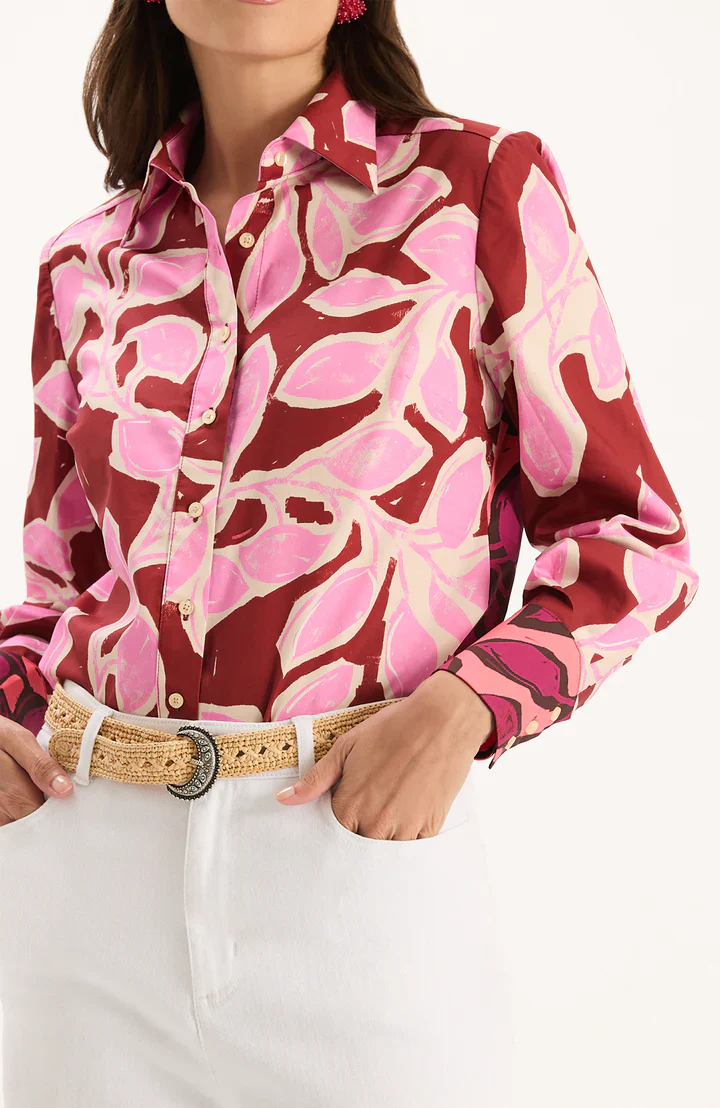Chloe Shirt | Pink Leaves - Image 3