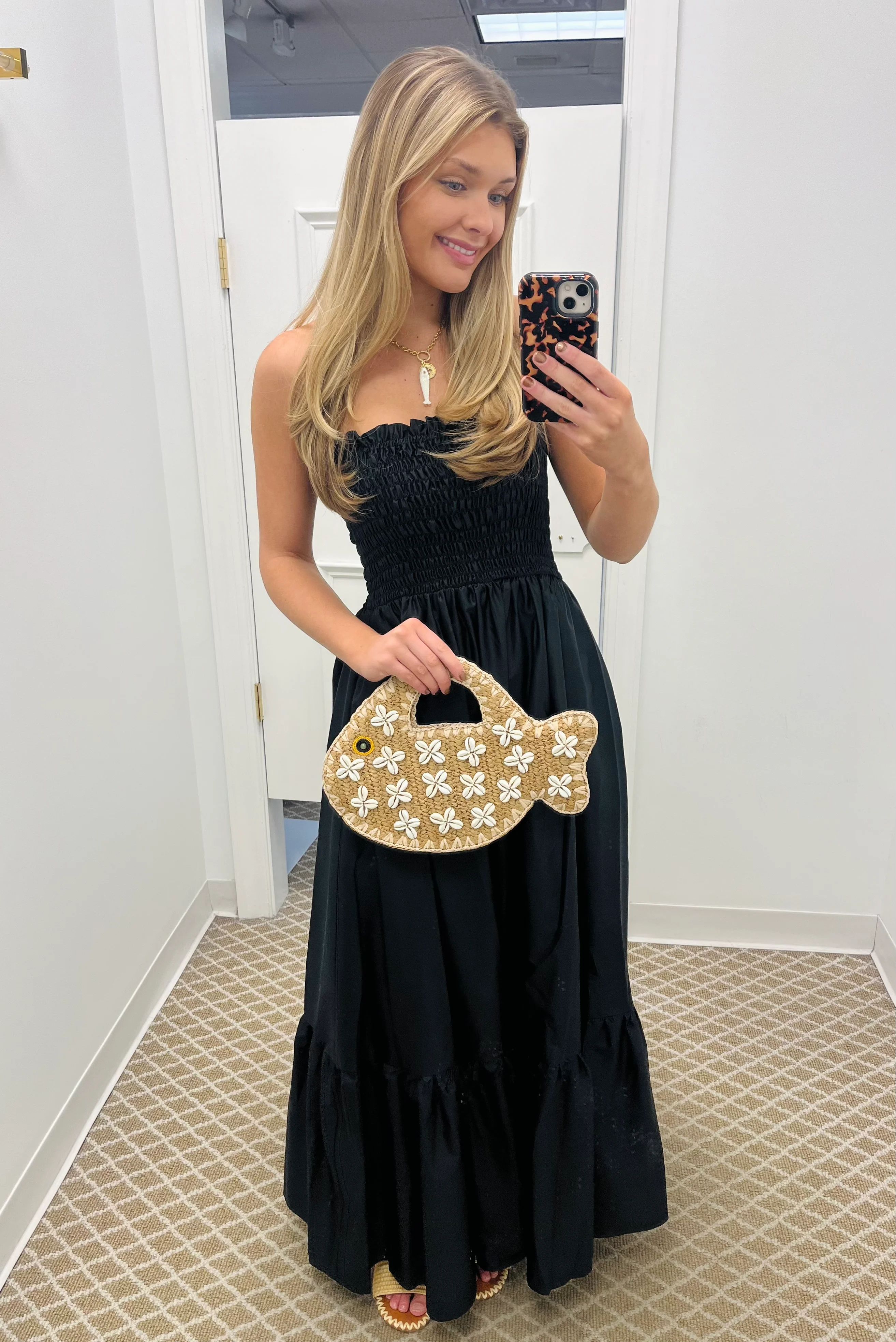 Cosmos Strapless Smocked Maxi Dress | Black