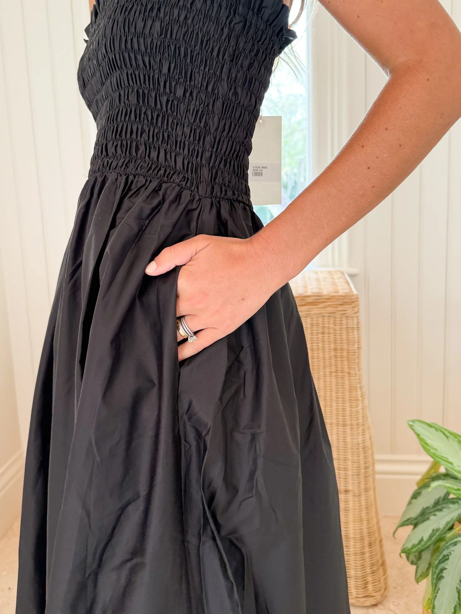 Cosmos Strapless Smocked Maxi Dress | Black - Image 4