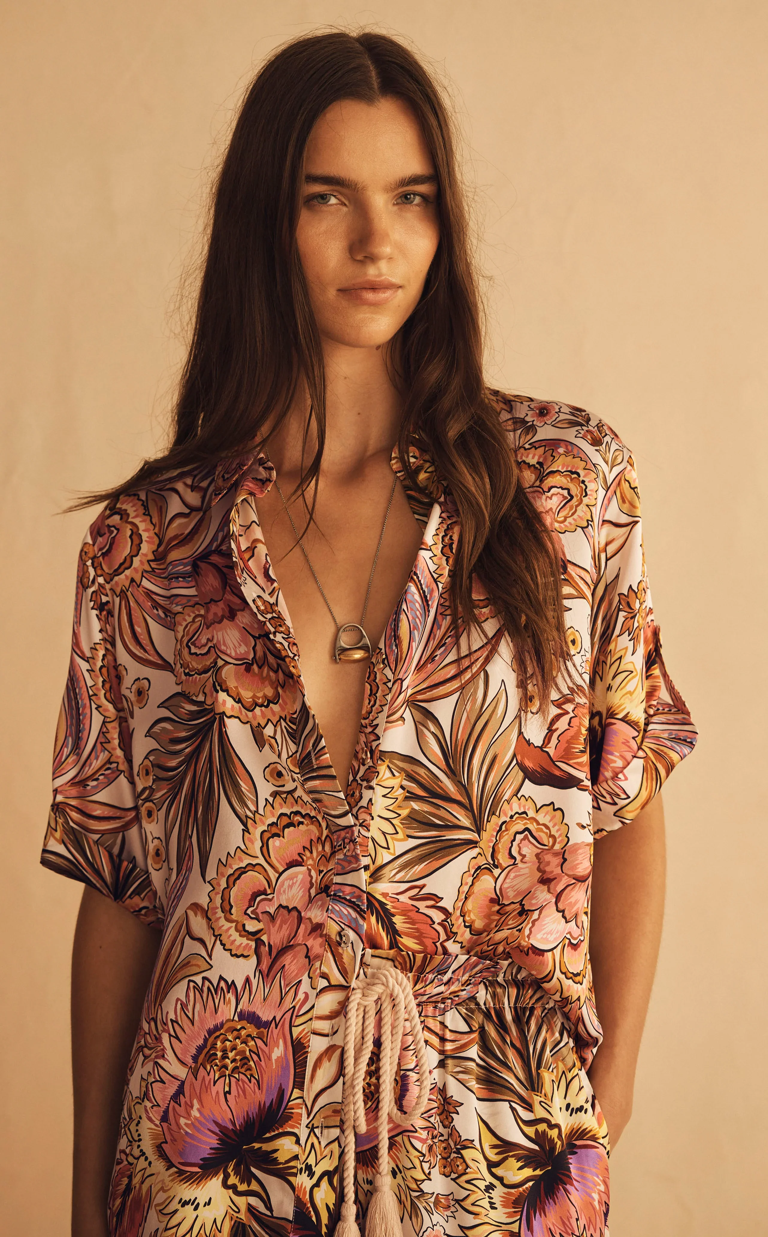 Cuffed Short Sleeve Shirt | Bel Fiore Silk - Image 4