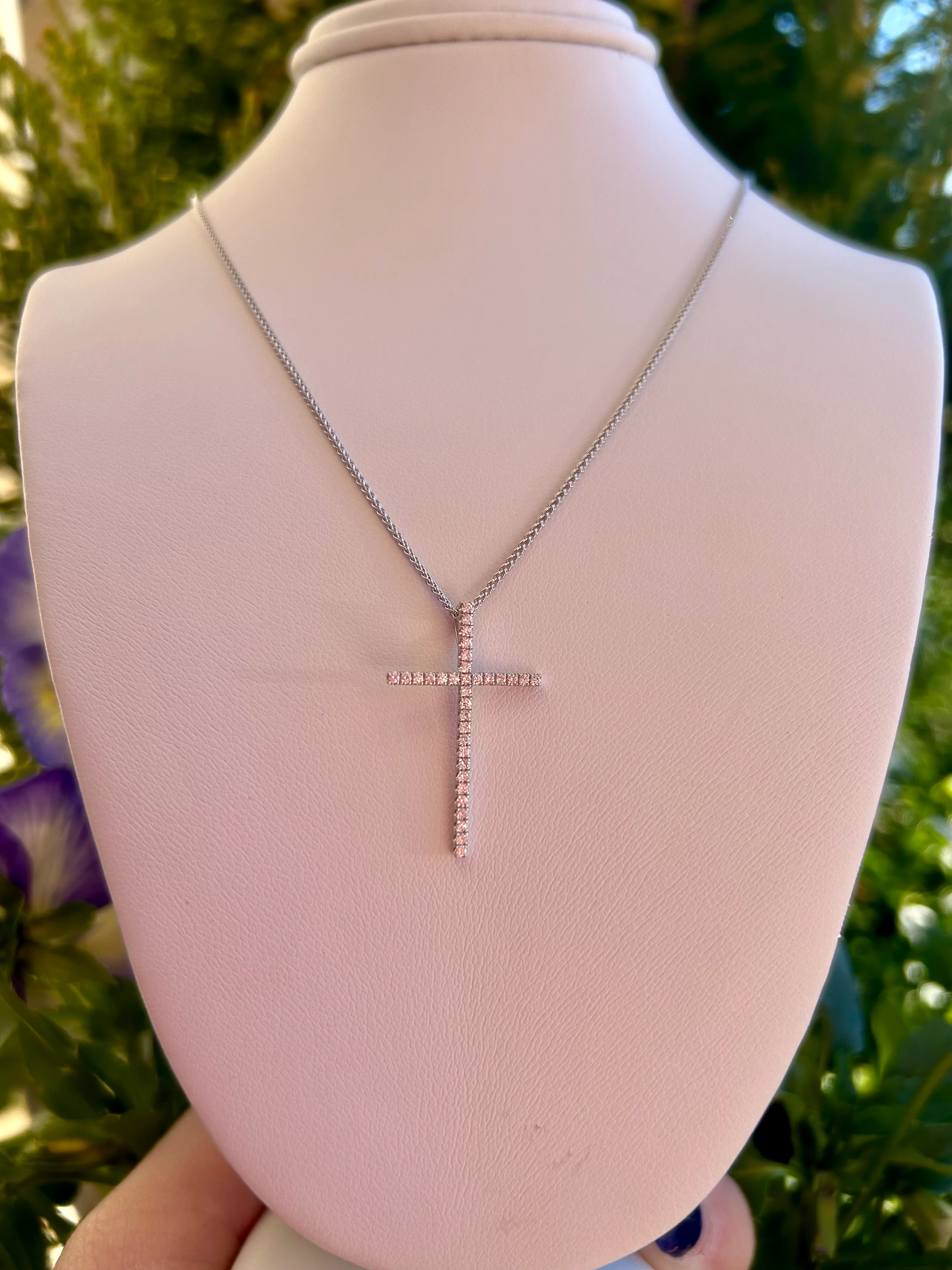 Diamond Cross Pendant Necklace P3144W - Image 2