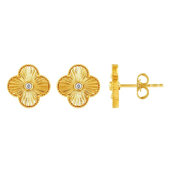14kt Yellow Gold .3ct Diamond Clover Studs E6113Y