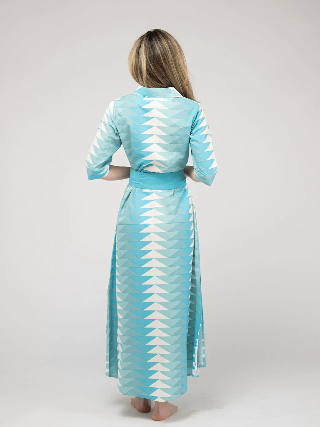 Eloise Dress | Bagru Triangle Blue - Image 3