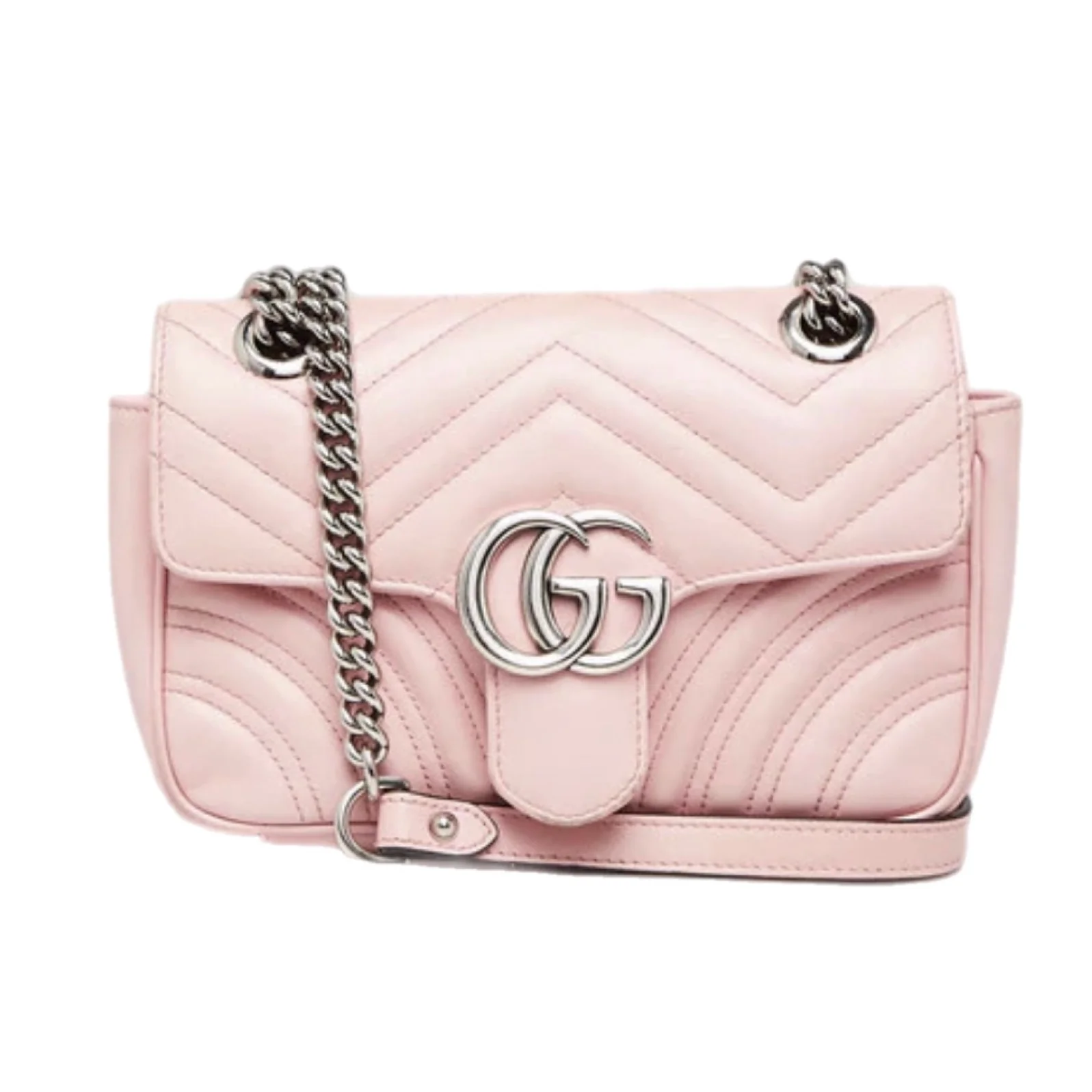 Gucci Pink Quilted Leather Marmont Mini Shoulder Bag - Image 4