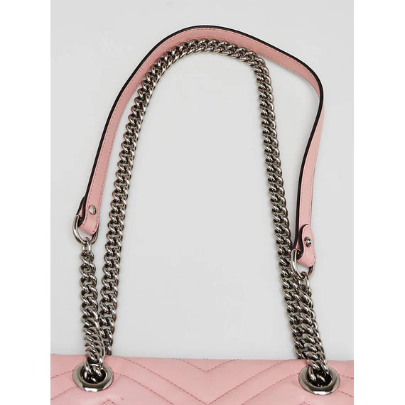 Gucci Pink Quilted Leather Marmont Mini Shoulder Bag - Image 8
