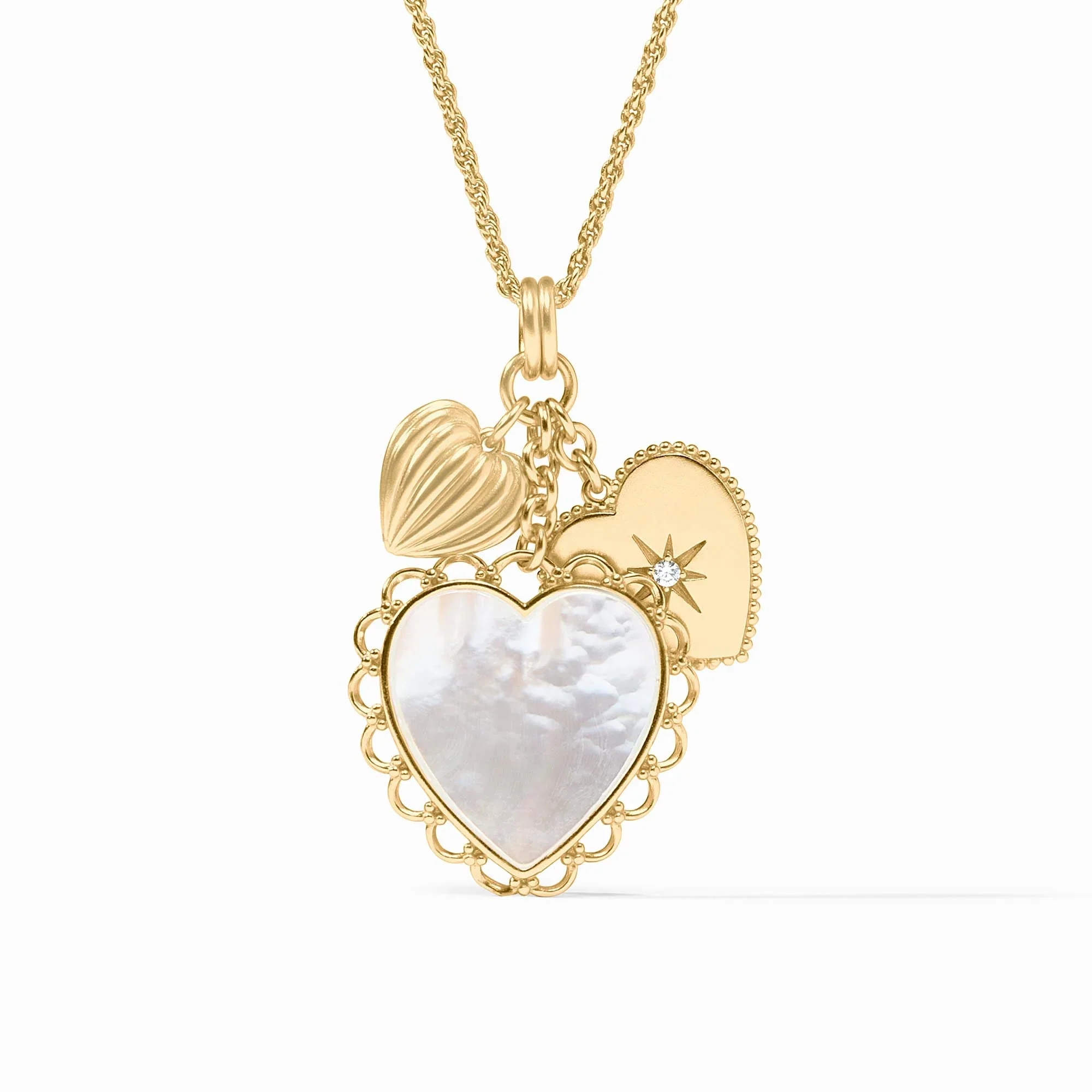 Heart Trio Charm Pendant | Mother of Pearl