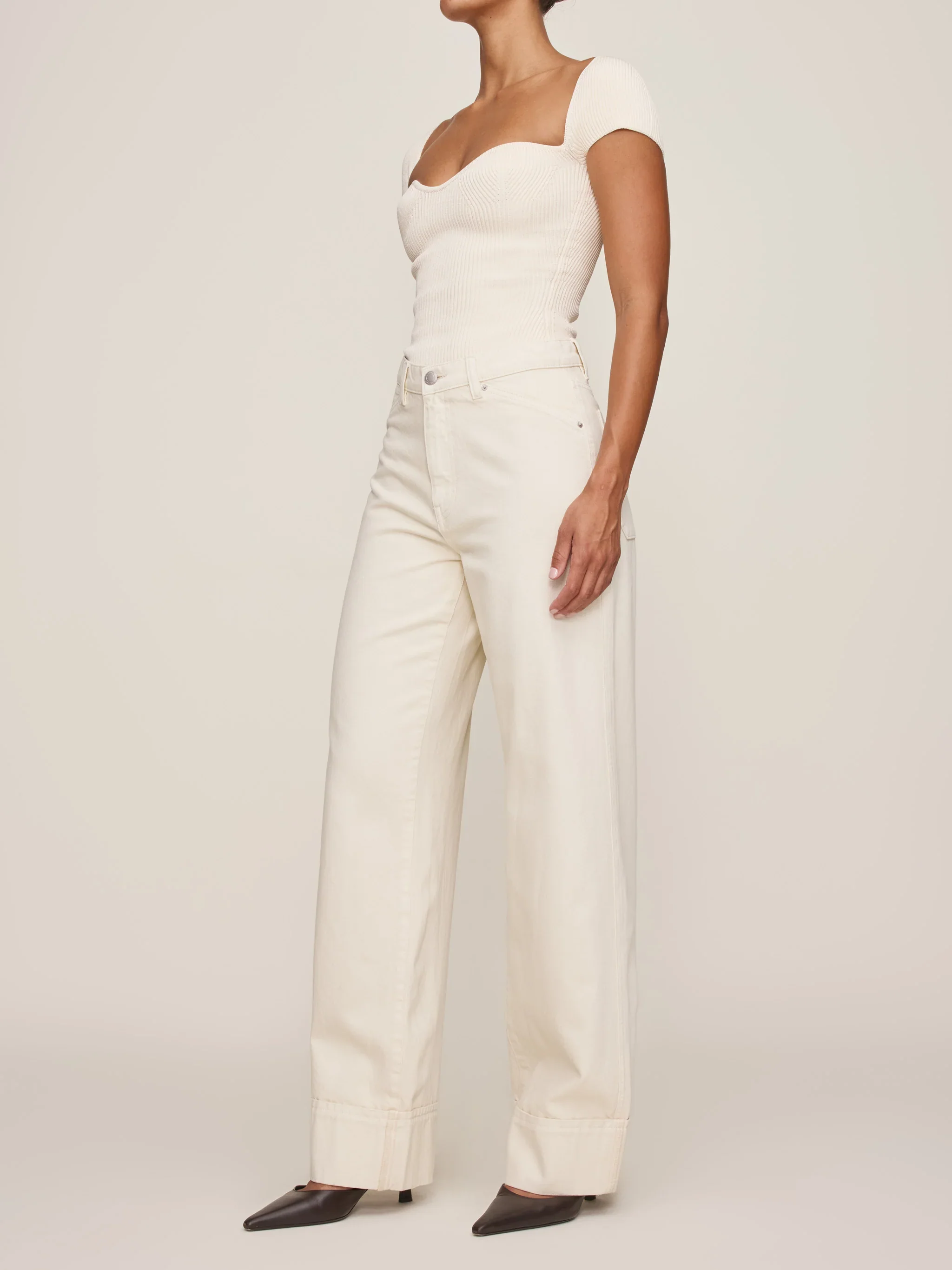 Kaylen Soft Curve Jeans | Ecru - Image 3