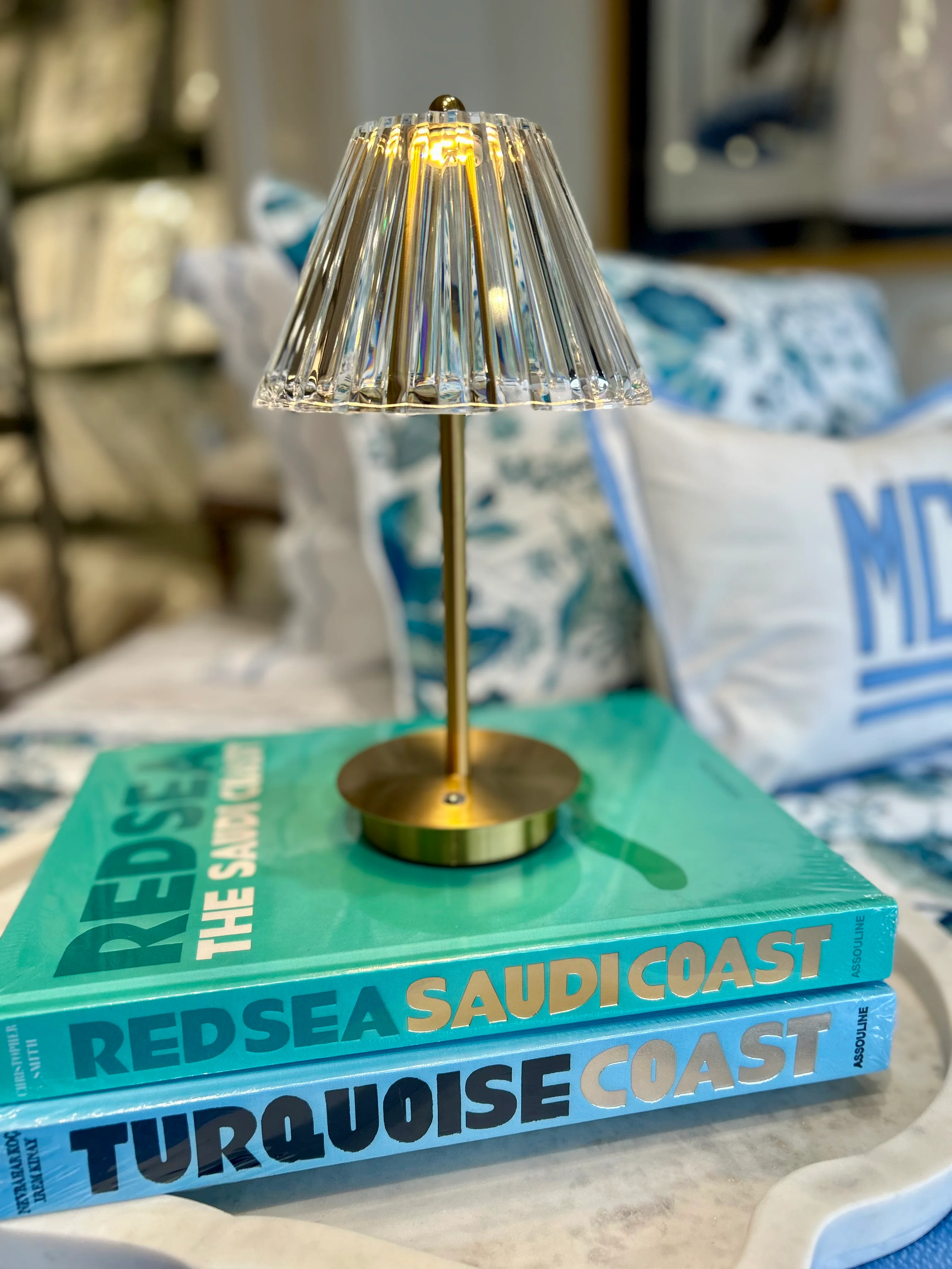 LED Cordless Table Lamp with Acrylic Shade