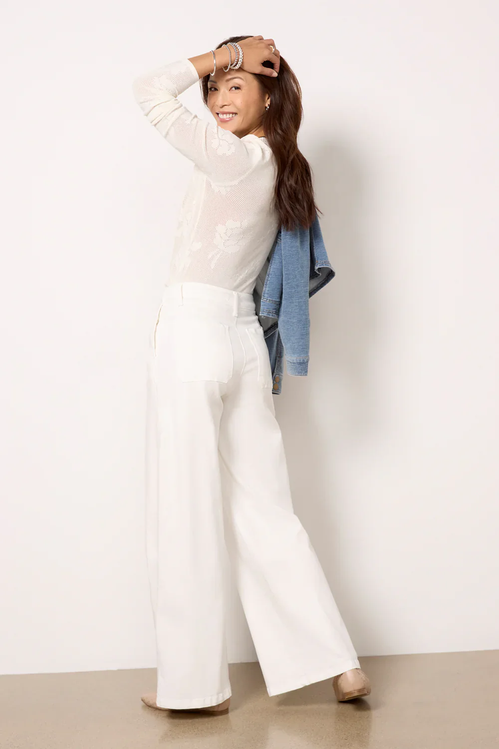Meg High Rise Fab Ab Wide Leg | Optic White - Image 3