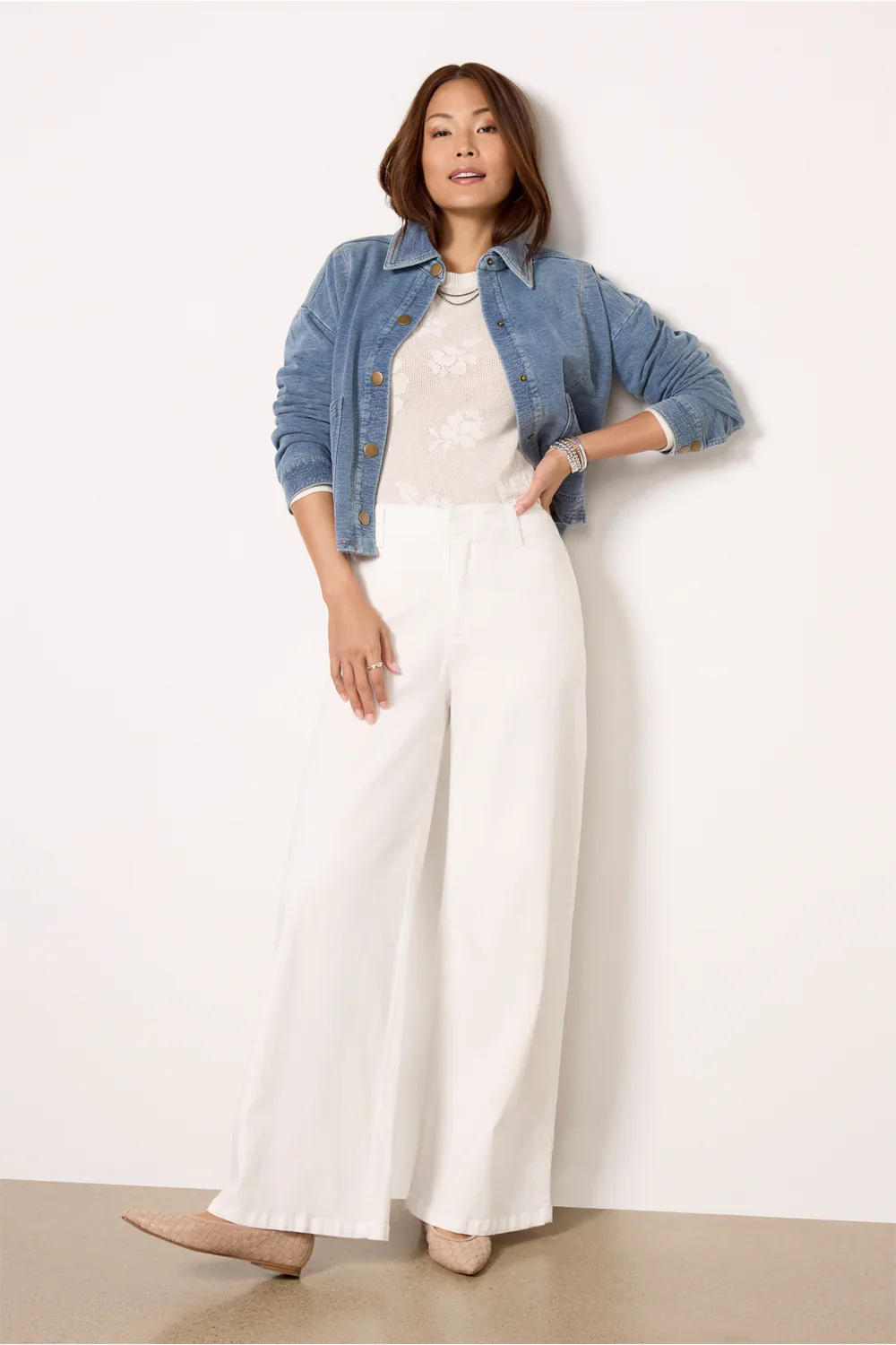 Meg High Rise Fab Ab Wide Leg | Optic White - Image 4