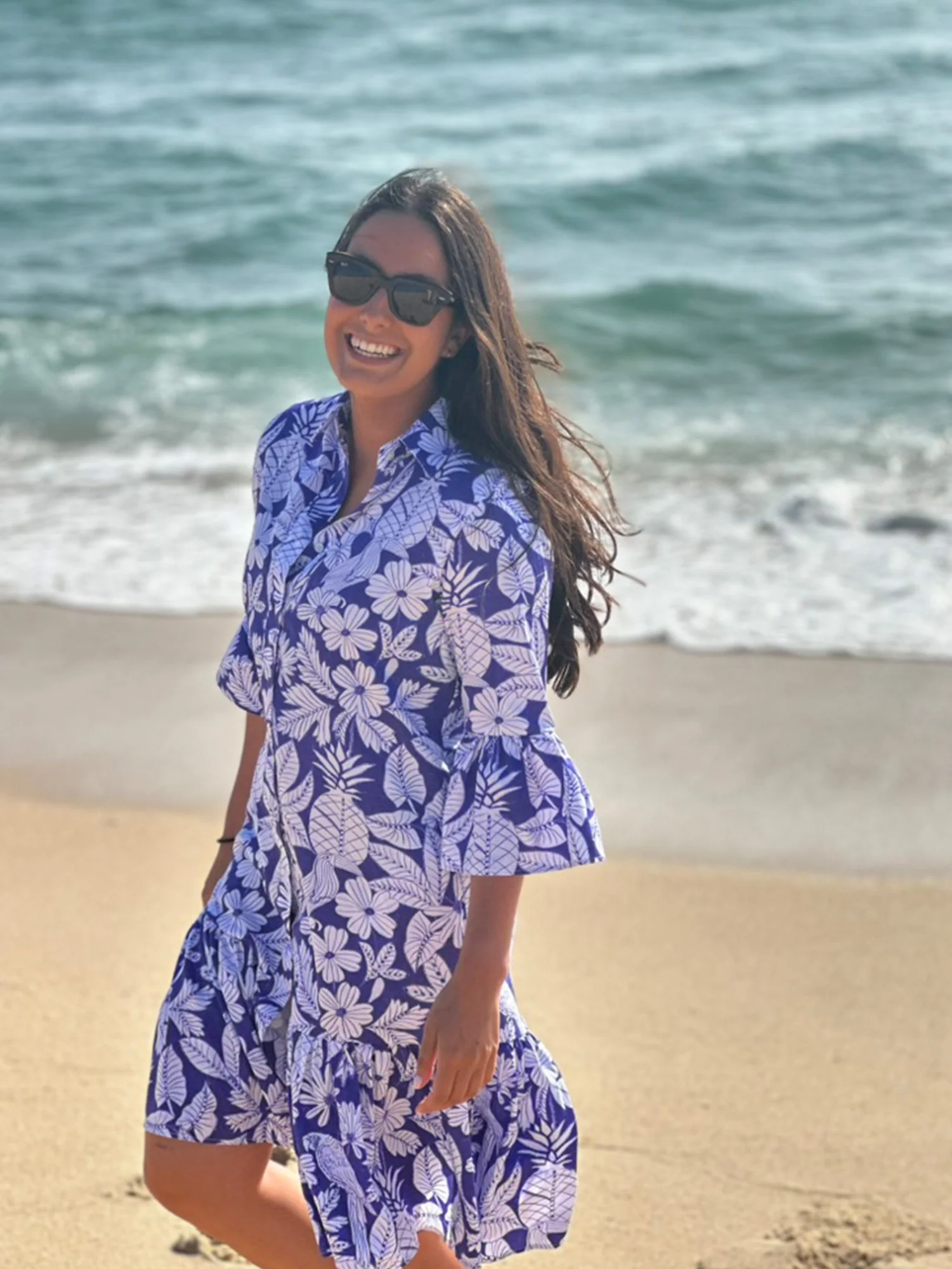 Ada Dress | Blue Toucan Print