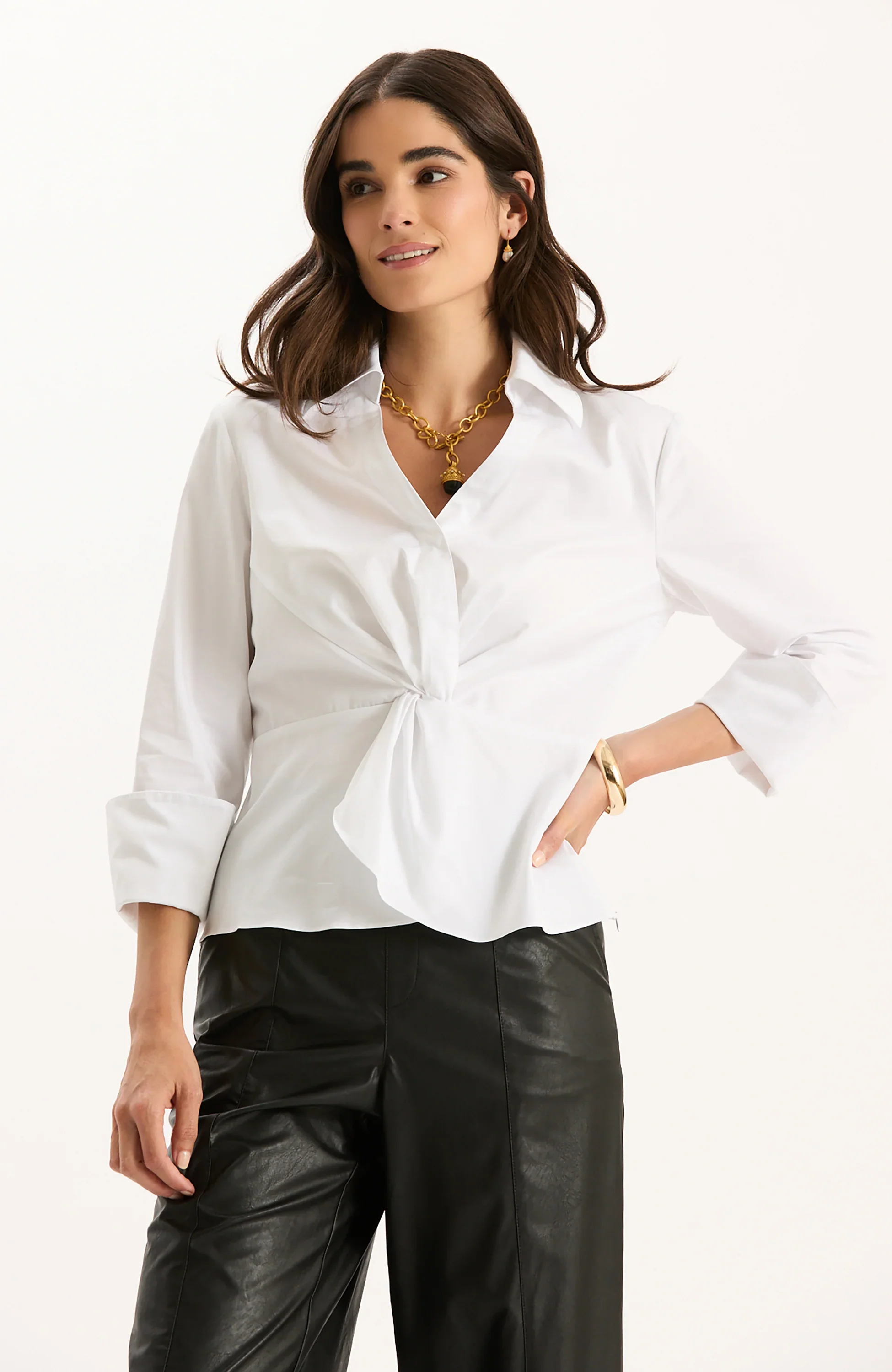 Paige Cotton Twist Front Top | White - Image 3