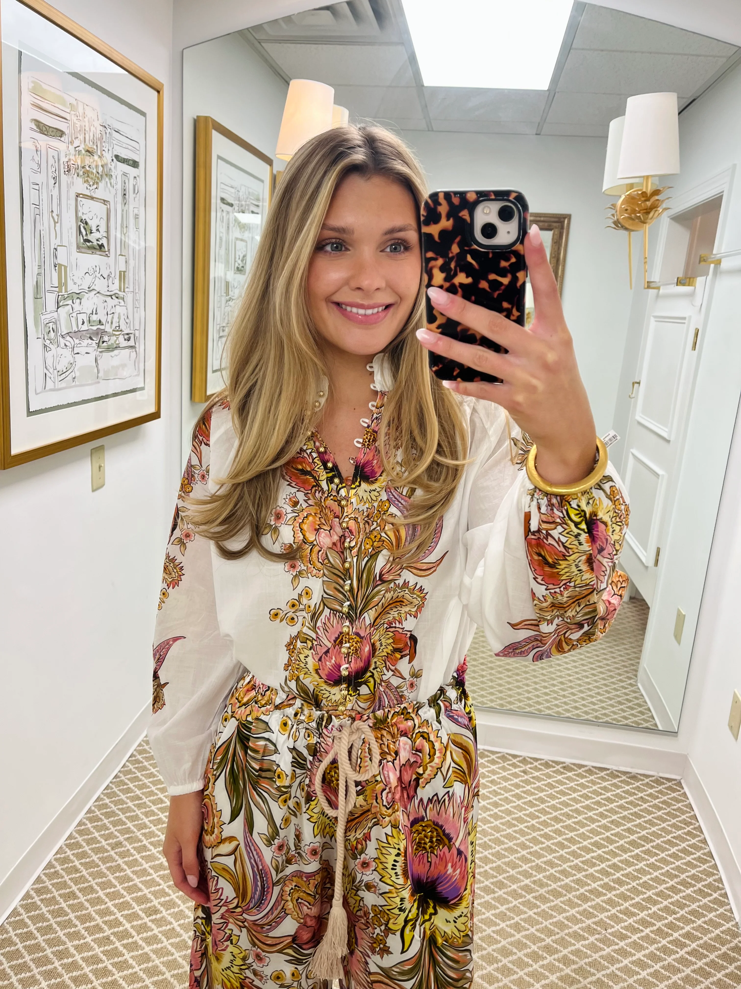 Scallop Billow Sleeve Blouse | Bel Fiore Trellis - Image 2