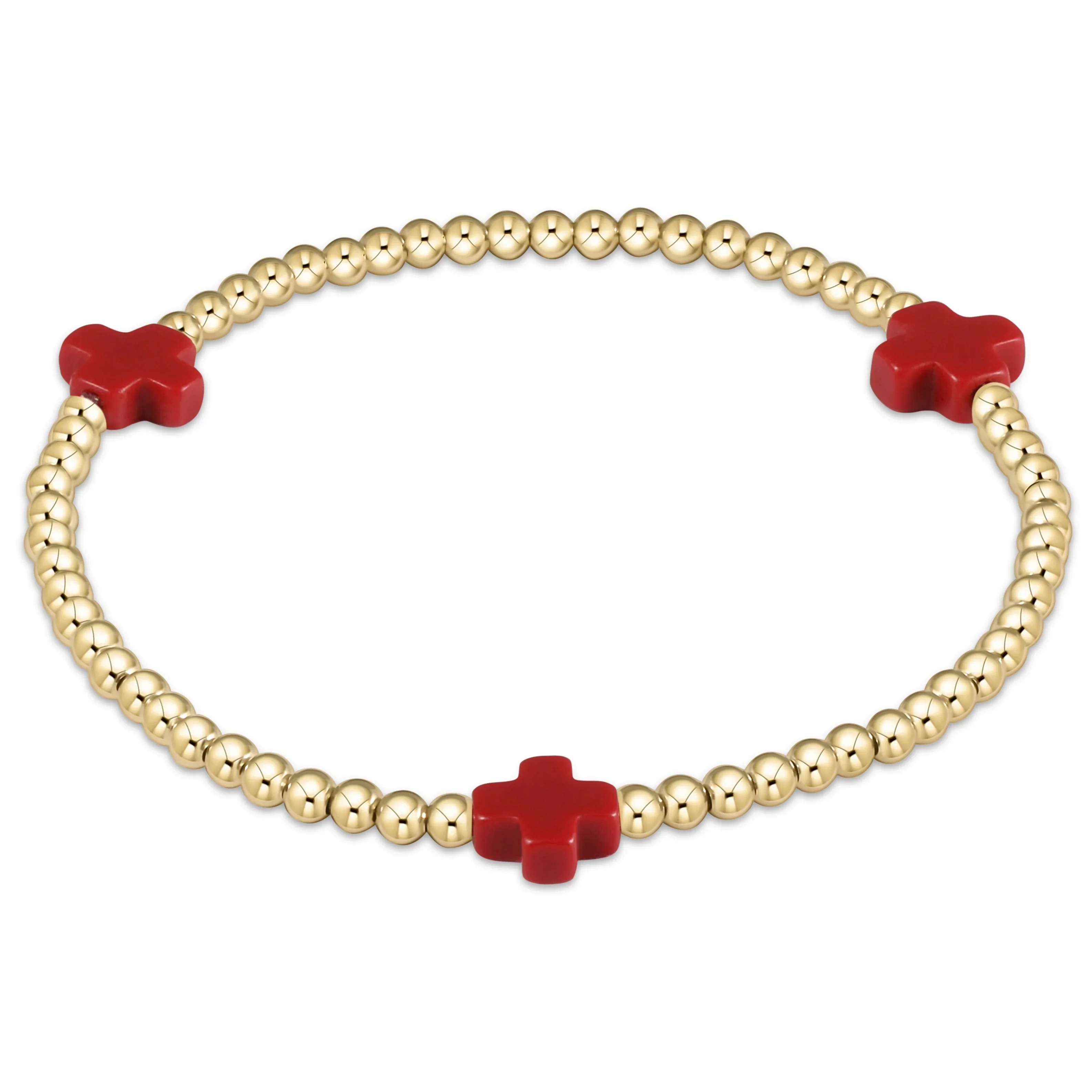 Signature Cross Gold 3mm Bead Bracelet - Image 3
