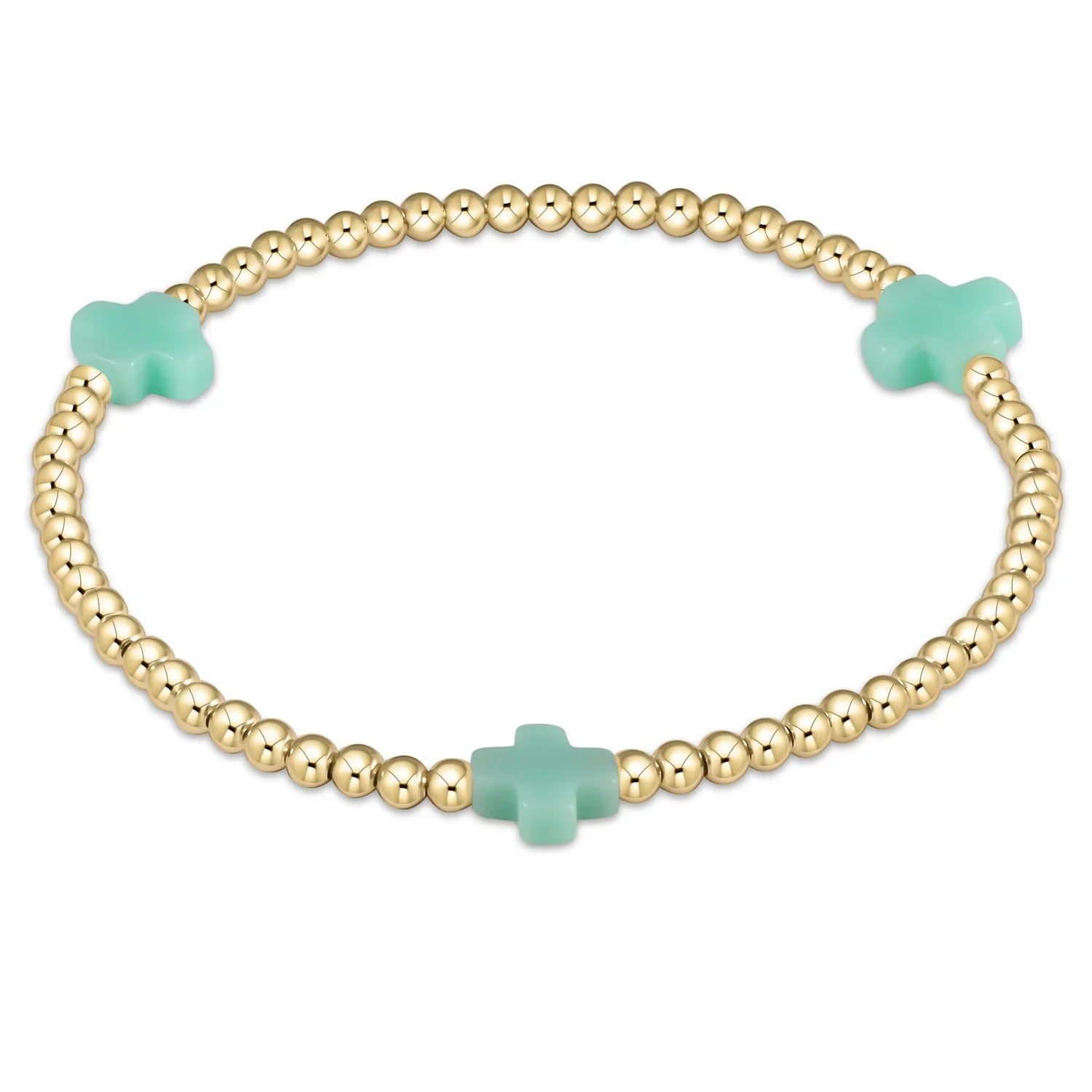 Signature Cross Gold 3mm Bead Bracelet - Image 8