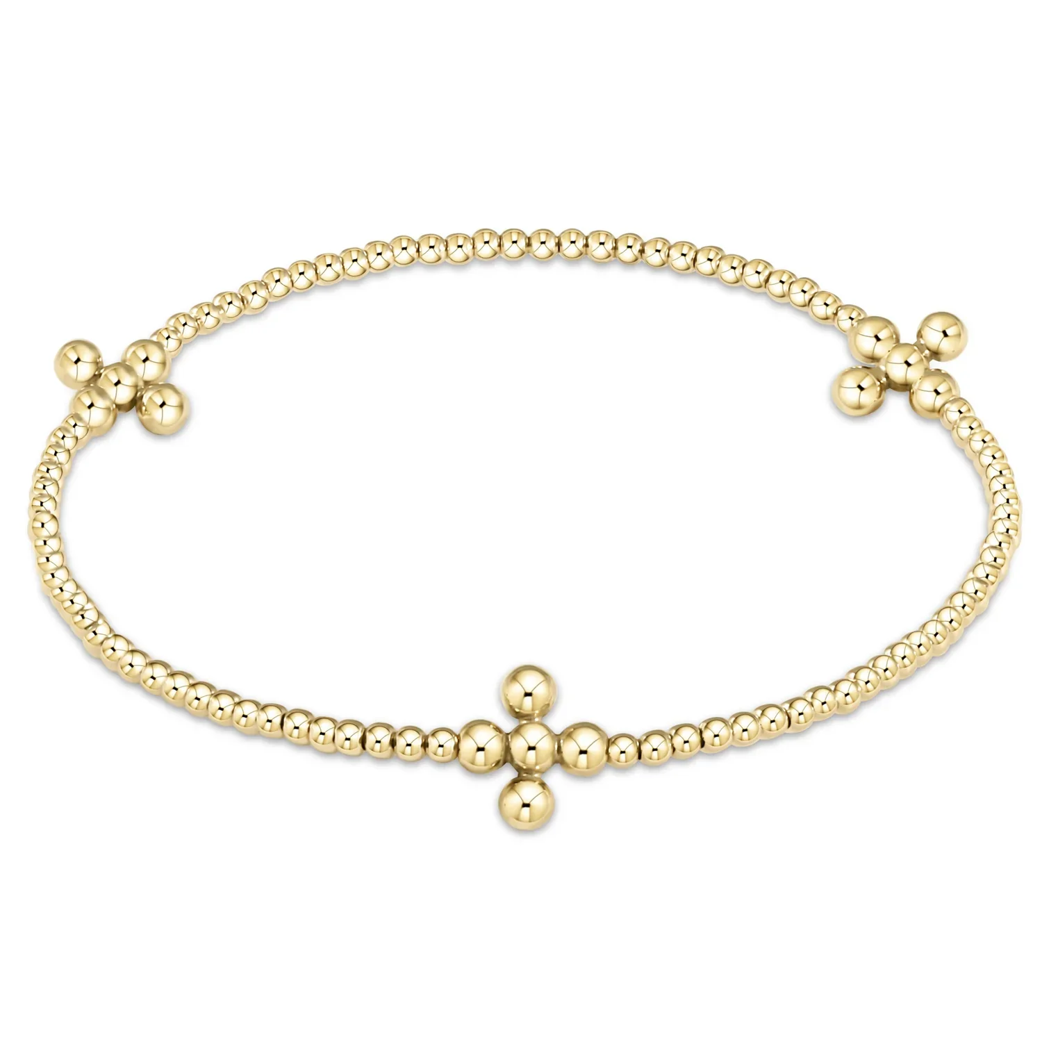 Signature Cross Gold Pattern Bead Bracelet - Classic Beaded Signature Cross Gold | + Sizes - Image 2