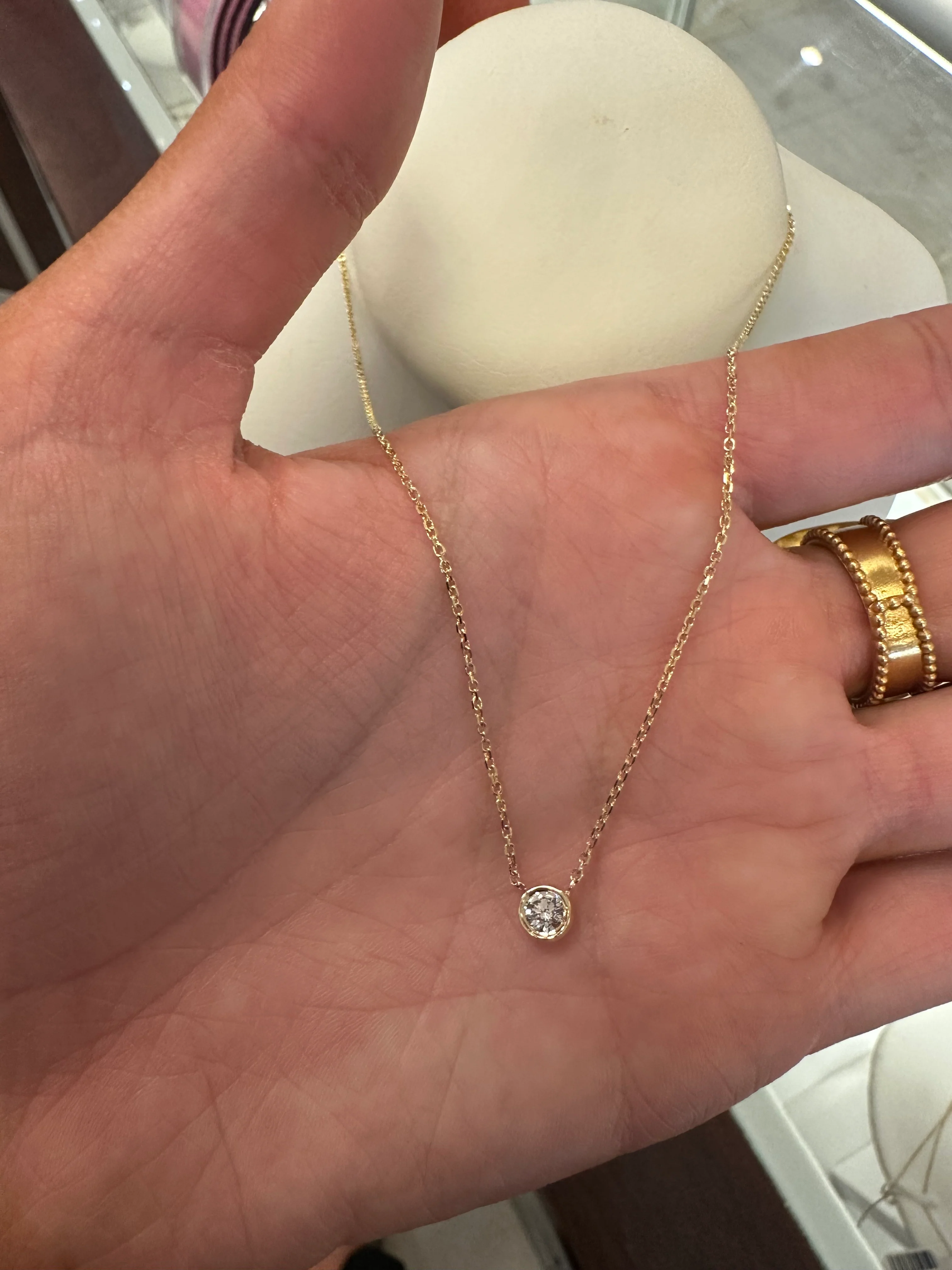 Single Bezel Diamond Necklace - Image 3