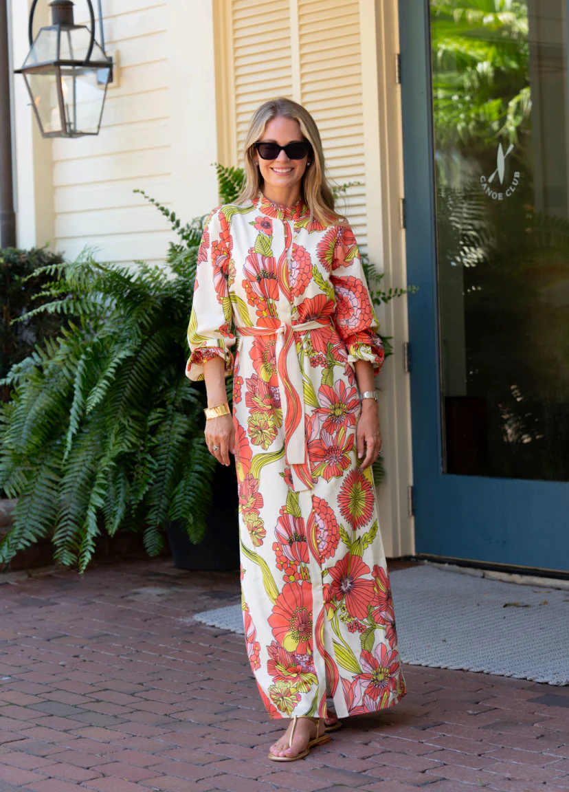Tie Waist Maxi Dress | Vintage Garden Floral